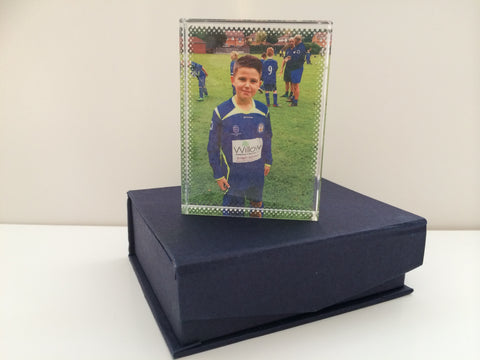 Your Photo and Your Personal Message Personalised Crystal Block with Presentation Gift Box