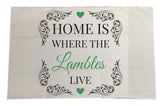 HF01 - Home is Where (Family Name) Live  Personalised White Pillow Case Cover