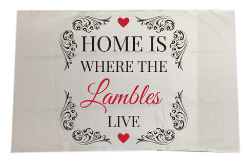 HF01 - Home is Where (Family Name) Live  Personalised White Pillow Case Cover