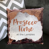 'Prosecco Time' or any drink Personalised Sequin Cushion Cover