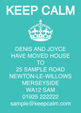 HM003 - Keep Calm We're Moving Card - Solid Colour, Personal, Business, Home