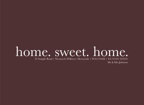 HM010 - Personalised Sophisticated Home Sweet Home Cards - Solid Colour, Personal, Business, Home