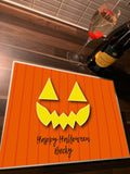 Spooky Personalised Halloween Pumpkin Glass Chopping Board, Placemats and Coasters