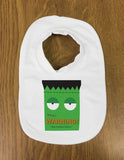 Frankenstein Themed Halloween Warning May Eat Brains Personalised Baby Vest