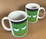 Frankenstein Themed Halloween Warning May Eat Brains Personalised Mug & White Gift Box