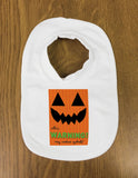 Pumpkin Themed Halloween Warning May Contain Eyeballs Personalised Baby Vest
