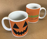 Pumpkin Themed Halloween Warning May Contain Eyeballs Personalised Mug & White Box