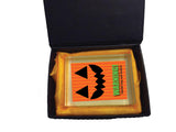Pumpkin Themed Halloween Warning May Contain Eyeballs Personalised Crystal Block