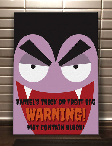 Dracula Themed Halloween Warning May Contain Treats Personalised Canvas Print