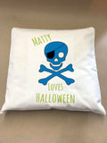 Personalised Skull & Cross Bow Halloween Cushions for Boys & Girls
