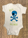 Personalised Skull & Cross Bow Halloween Baby Vest for Baby Girls & Boys