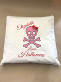 Personalised Skull & Cross Bow Halloween Cushions for Boys & Girls