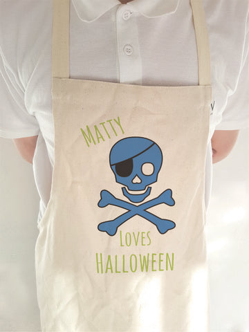 Personalised Skull & Cross Bow Halloween Aprons for Adults & Children of all ages