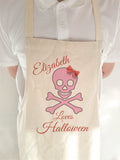 Personalised Skull & Cross Bow Halloween Aprons for Adults & Children of all ages