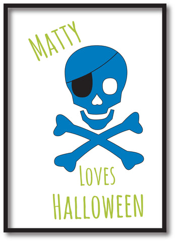 Personalised Skull & Cross Bow Halloween Print for Boys & Girls