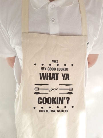 Personalised Hey Good Lookin' What Ya Got Cooking? Apron