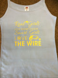 WW14 - Real Girls Love Rugby League, Smart Girls Love The Wire T-Shirt, example Warrington Wolves