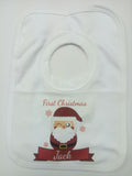 BB07 - Cute Santa's First Christmas Personalised Baby Bib