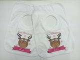 BB06 - Starry Eyed Cute Santa's Reindeer Personalised Christmas Baby Vest