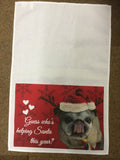 Personalised Tea Towel with Photo of Your Choice and Message Guess Who's Helping Santa Christmas