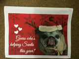 Personalised Tea Towel with Photo of Your Choice and Message Guess Who's Helping Santa Christmas