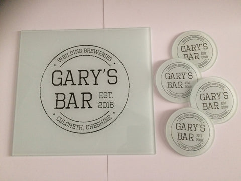 Personalised "Bar" Glass Chopping Board, Placemats and Coasters for Home or Garden