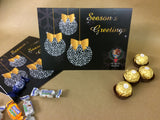 Christmas Cards for Business & Home, Personalised Black and Gold Diamonds Baubles