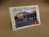 Christmas Cards for Business or Home with Your Photo in Cream, Gold & Red Border