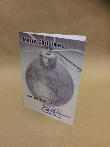 Christmas Cards for Business, Glitter Bauble with Company Name, Logo & Message
