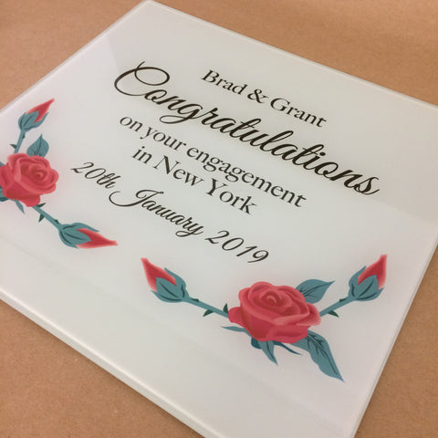 Congratulations to Family Personalised Glass Chopping Board, Placemats & Coasters