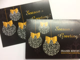 Christmas Cards for Business & Home, Personalised Black and Gold Diamonds Baubles