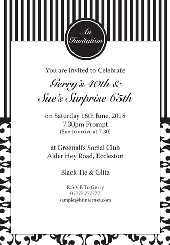 INV001 - Perfume Style Invite - Birthdays - Weddings - Black Tie Events