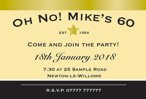 INV009 - Champagne Style Label Birthday Party Invite, Celebration or Any Occasion