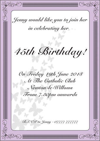 INV013 - Classic Frame Invite - Birthdays - Parties - Butterfly