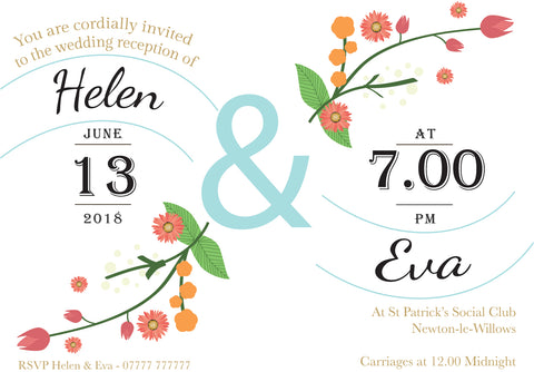 INV025 - Simple Flower Clean Invite - Wedding, Anniversary, Birthday Party