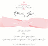 INV033 - Bow Design, Birth Announcement, Christening, God Parent Invite