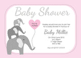 INV039 - Baby Shower, Birth Announcement, Christening, Birthday - Elephant Invite