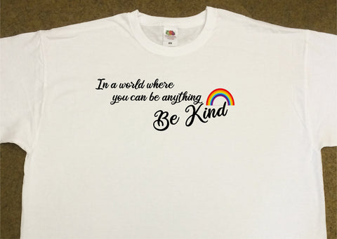 In a world where you can be anything, be kind - rainbow T Shirts
