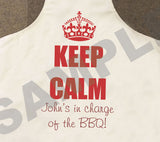 Keep Calm in Charge of the BBQ Personalised Apron Ideal Gift for Dad or Grandad