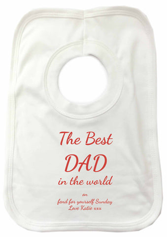 FD16 - The Best Dad in the World on Fend for Yourself Sunday Personalised Baby Bib
