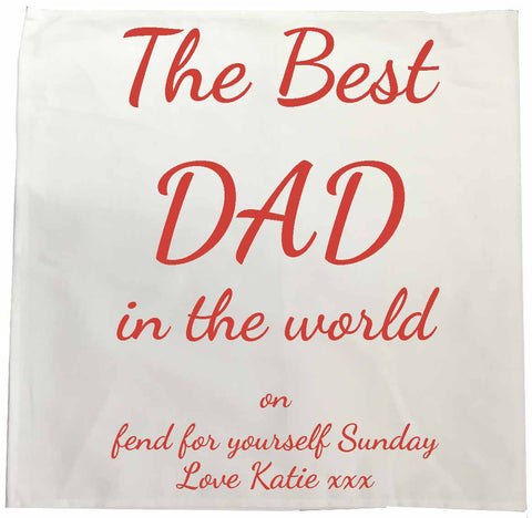 FD16 - The Best Dad in the World on Fend for Yourself Sunday Personalised Tea Towel