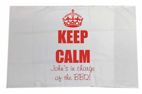 FD15 - Keep Calm in Charge of the BBQ Personalised White Pillow Case Cover