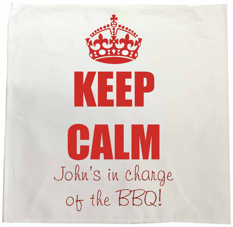 FD15 - Keep Calm in Charge of the BBQ Personalised Tea Towel