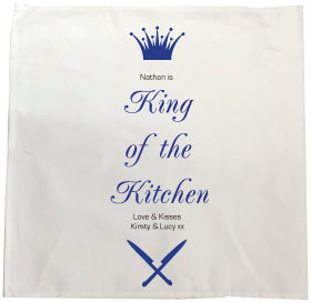 CA18 - Personalised (Name) King of the BBQ Personalised Tea Towel