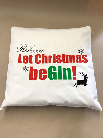 Let Christmas be-Gin Personalised Canvas Cushion Cover