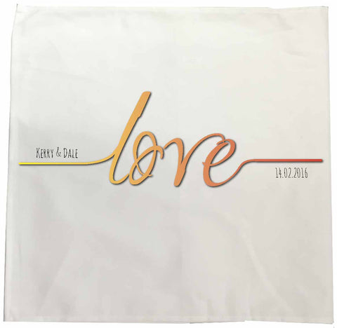 VA17 - Names Love Established..... Valentine's Personalised Tea Towel