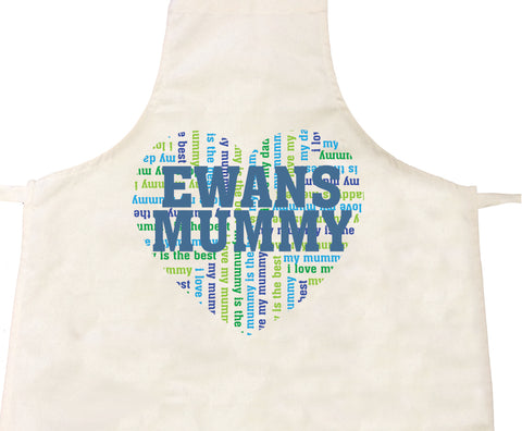 MO16 - Heart Shaped (Child's Name) Mummy Personalised Apron