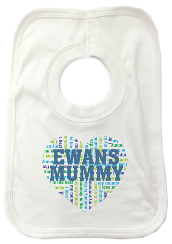 MO16 - Heart Shaped (Child's Name) Mummy Personalised Baby Bib