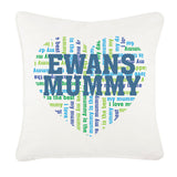 Heart Shaped (Child's Name) Mummy Personalised Canvas Cushion Cover