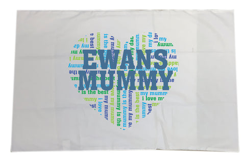 MO16 - Heart Shaped (Child's Name) Mummy Personalised Pillow Case Cover